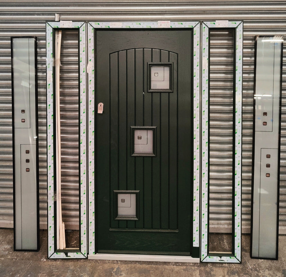 Palladio Door with Side Lights - Green - 1700 x 2100mm
