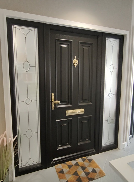Palladio Door with Side Lights - Bog Oak - 1805 x 2050mm