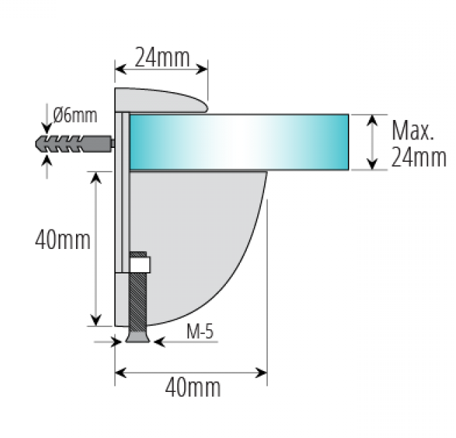 Glass Shelf Bracket Black
