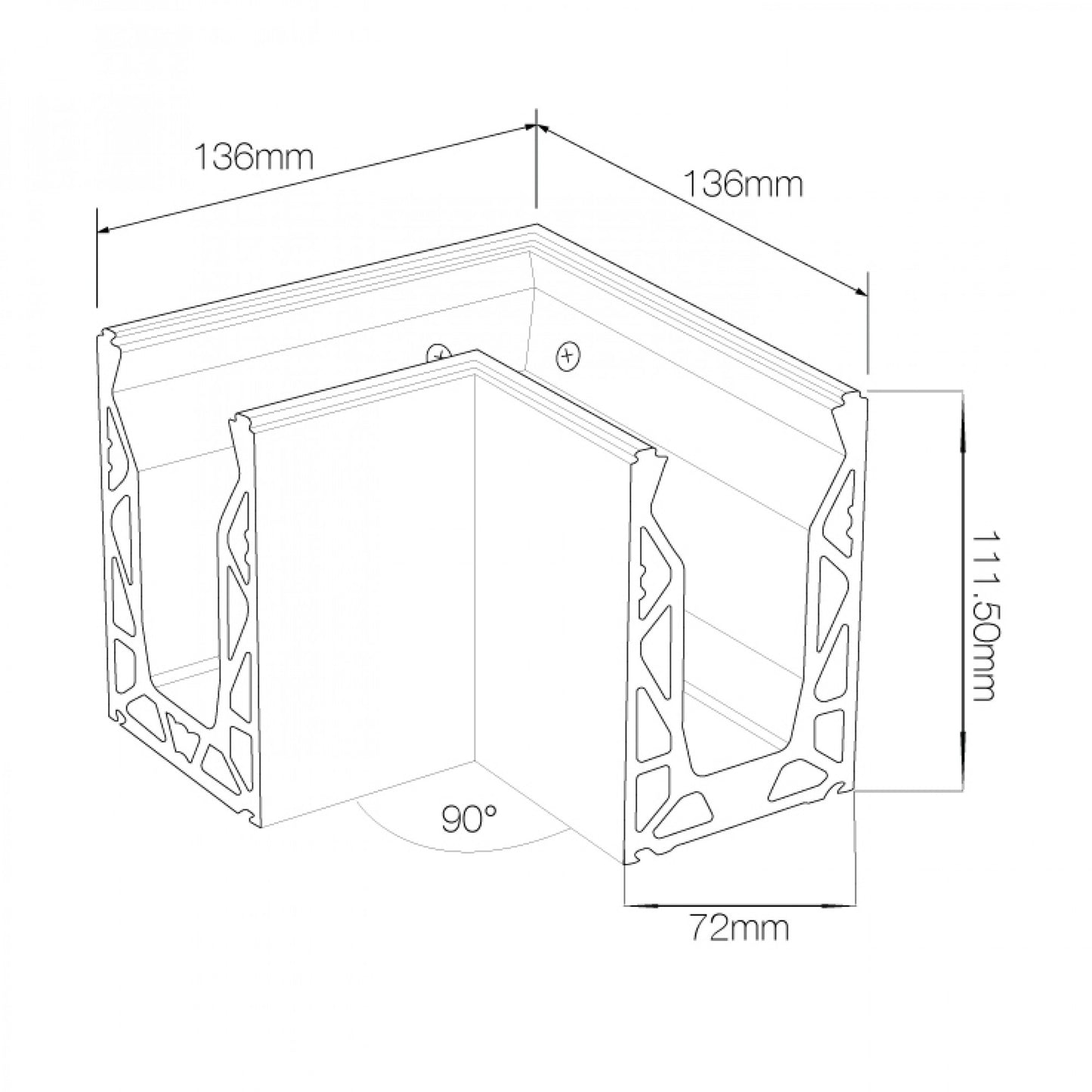 Crystal View Balustrade Base Fix 90 Degree Corner